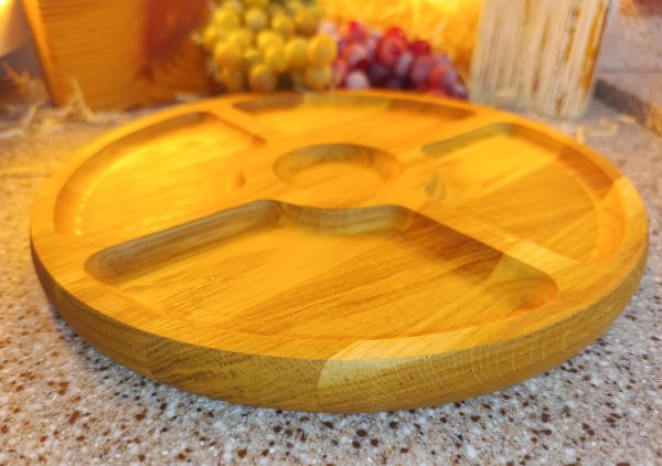 Менажниця на 5 відділів, кругла 30см, Дуб