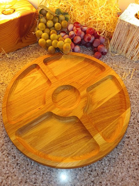 Менажниця на 5 відділів, кругла 30см, Ясен