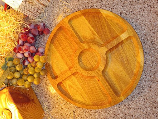 Менажниця на 5 відділів, кругла 30см, Ясен