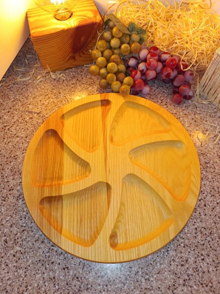 Менажниця на 6 відділів, кругла 25см, Дуб