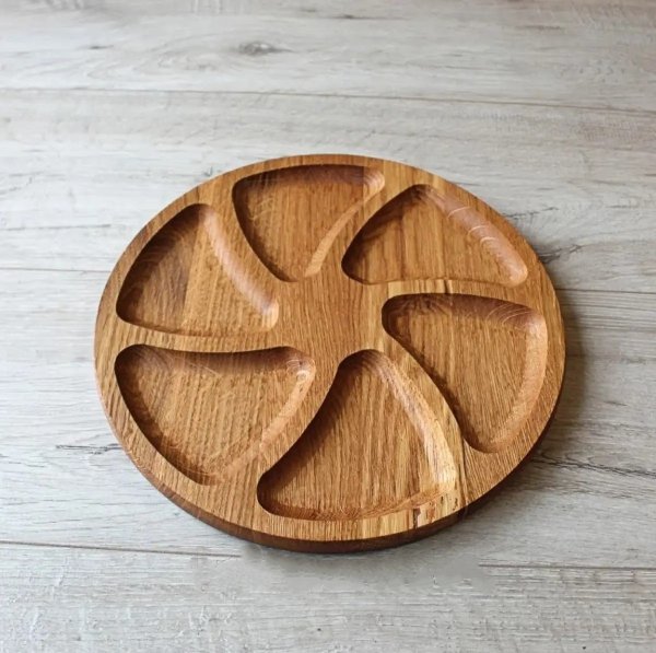 Менажниця на 6 відділів, кругла 25см, Дуб