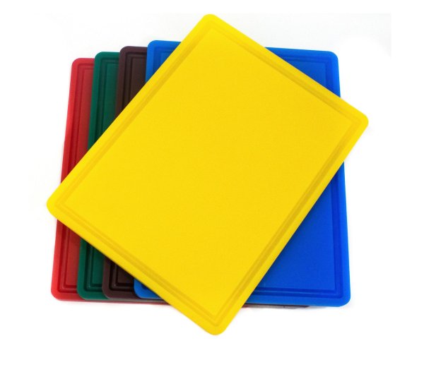 Дошка обробна HDPE з жолобом 400×300×18 мм 4 протиковзкі ніжки коричнева