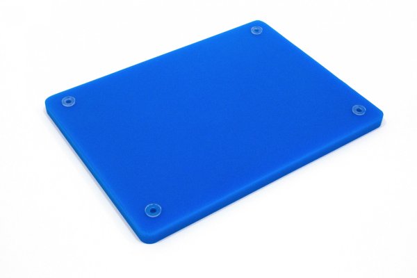 Дошка обробна HDPE з жолобом 400×300×18 мм 4 протиковзкі ніжки синя