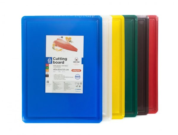 Дошка обробна HDPE з жолобом 400×300×18 мм 4 протиковзкі ніжки синя