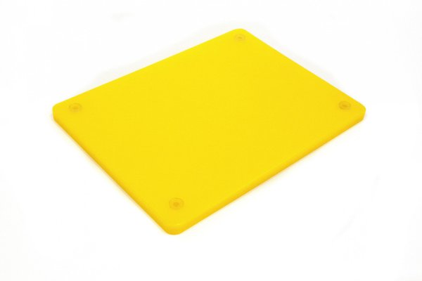 Дошка обробна HDPE з жолобом 400×300×18 мм 4 протиковзкі ніжки жовта