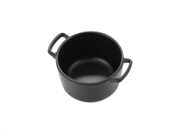 Каструлька з меламіну кругла з двома ручками чорна матова 200 мл 123×90×57 мм