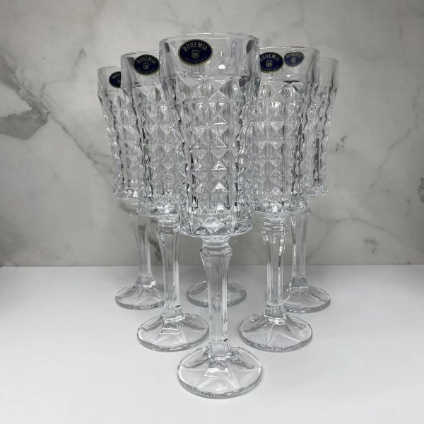 Кришталеві келихи для шампанського набір 6 штук Bohemia Diamond 120 мл