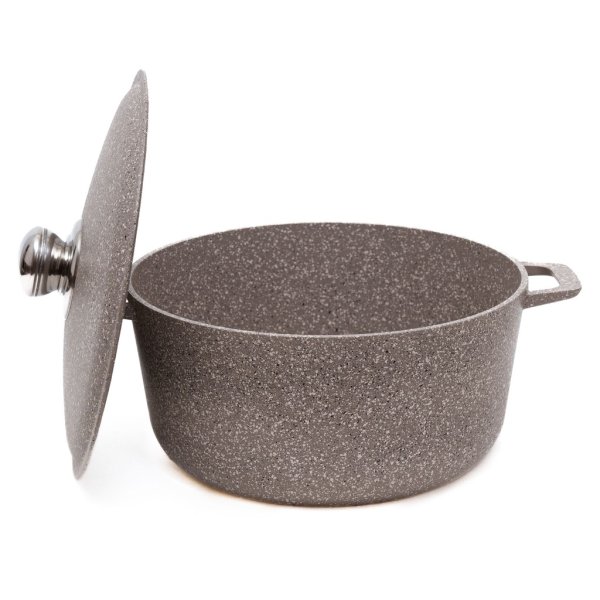 Каструля 3л з а/п покриттям і алюмінієвою кришкою АА3003 (світло сірий гранит)