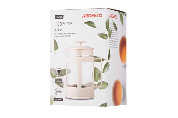 Френч-прес Ardesto Fresh, 800 мл, бежевий, пластик, скло