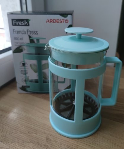 Френч-прес Ardesto Fresh, 800 мл, блакитний тіффані, пластик, скло