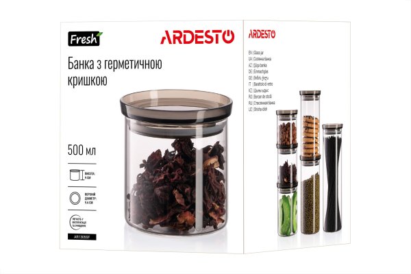 Банка для зберігання Ardesto Fresh, 500 мл, скло, пластик, силікон