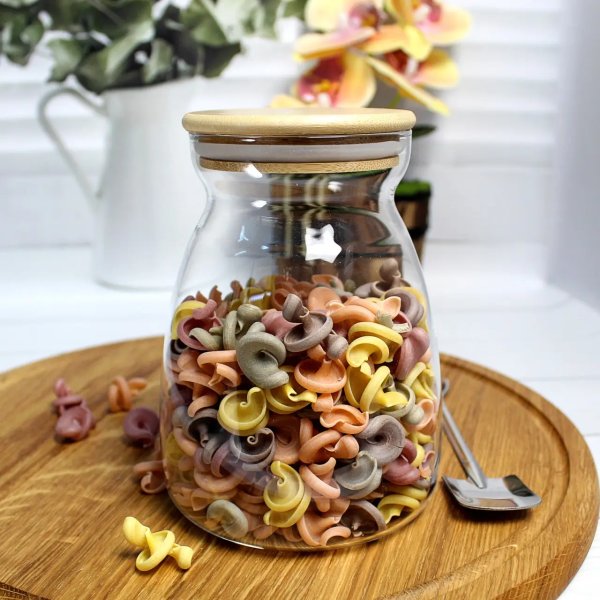 Банка для зберігання Ardesto Fresh Hourglass 1100 мл, скло, бамбук