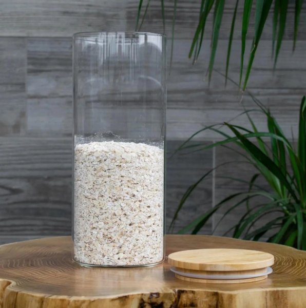 Банка для зберігання Ardesto Fresh, кругла, 1300 мл, скло, бамбук