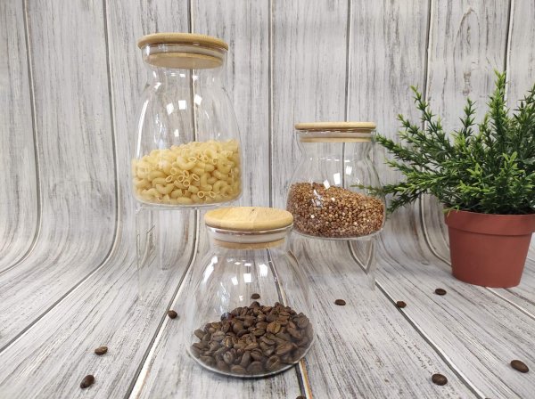 Банка для зберігання Ardesto Fresh Classic 500 мл, скло, бамбук