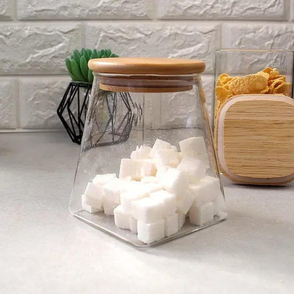 Банка для зберігання Ardesto Fresh, конус, 510 мл, скло, бамбук