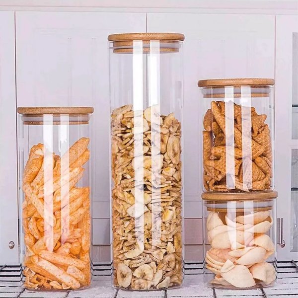 Банка для зберігання Ardesto Fresh, кругла, 760 мл, скло, бамбук