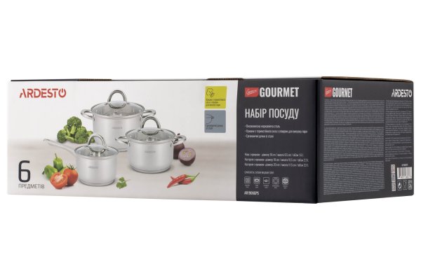 Набір посуду Ardesto Gemini Gourmet Andria, 6 пред., нержавіюча сталь