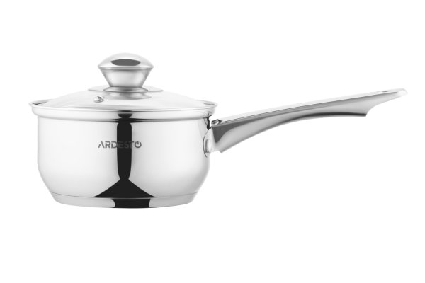 Ківш Ardesto Gemini Gourmet Spoleto, скляна кришка, 1.6 л, нержавіюча сталь