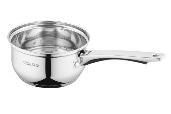 Ківш Ardesto Gemini Gourmet Spoleto, скляна кришка, 1.6 л, нержавіюча сталь