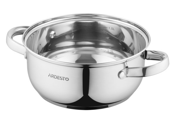 Каструля Ardesto Gemini Gourmet Aosta, скляна кришка, 1.8 л, нержавіюча сталь