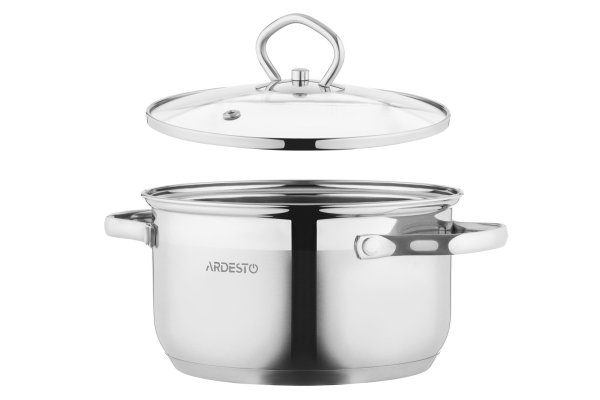 Каструля Ardesto Gemini Bari, скляна кришка, 2.3 л, нержавіюча сталь