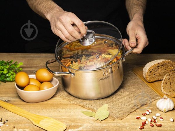 Каструля Ardesto Gemini Bari, скляна кришка, 2.3 л, нержавіюча сталь