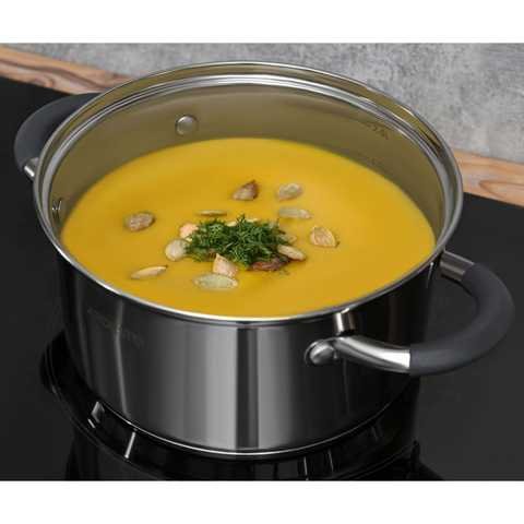 Каструля Ardesto Gemini Salerno, скляна кришка, 2.3 л, сірі ручки з силіконом, нержавіюча сталь