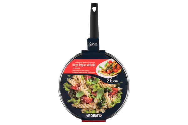 Сковорода Ardesto Gemini Gourmet Viareggio з кришкою 26 см, чорний, алюміній