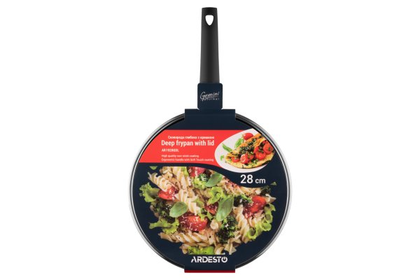 Сковорода Ardesto Gemini Gourmet Viareggio з кришкою 28 см, чорний, алюміній