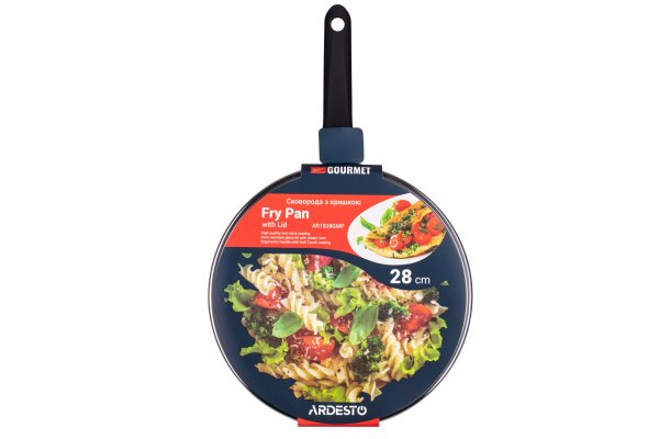 Сковорода Ardesto Gemini Gourmet Aosta з кришкою, 28 см, чорний, алюміній