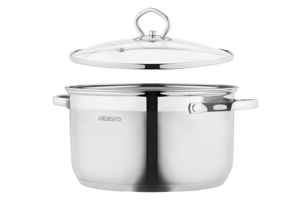 Каструля Ardesto Gemini Bari, скляна кришка, 4.2 л, нержавіюча сталь