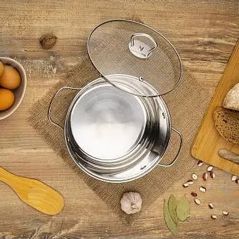 Каструля Ardesto Gemini Bari, скляна кришка, 4.2 л, нержавіюча сталь