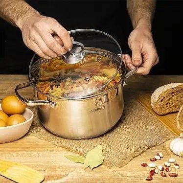 Каструля Ardesto Gemini Bari, скляна кришка, 4.2 л, нержавіюча сталь