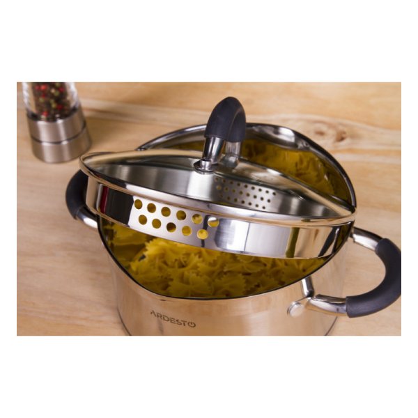 Каструля Ardesto Gemini Livorno, скляна кришка, 5.5 л, нержавіюча сталь