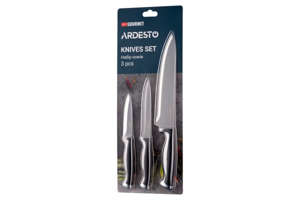 Набір ножів Ardesto Gemini Gourmet 3 пр., чорний, нержавіюча сталь, пластик