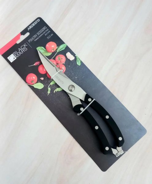 Ножиці кухонні для птиці Ardesto Black Mars 25,5 см, чорний, нерж. сталь, пластик