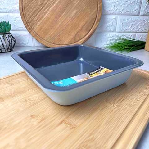 Форма для випікання Ardesto Tasty baking 23,2*22 см квадратна, сірий,голубий, вуглецева сталь