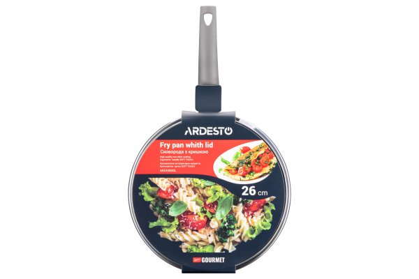 Сковорода глибока Ardesto Gemini Gourmet Apulia з кришкою 26 см, сірий, алюміній
