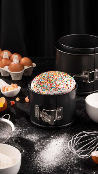 Форма для випікання Ardesto Gemini паски/кекса кругла 14*12 см роз'ємна, сірий, вуглецева сталь