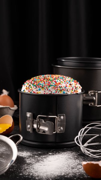 Форма для випікання Ardesto Gemini паски/кекса кругла 14*12 см роз'ємна, сірий, вуглецева сталь