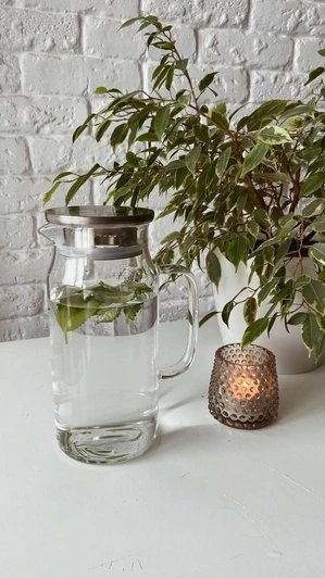 Глечик Ardesto з кришкою, 1200 мл, боросилікатне скло, нержавіюча сталь