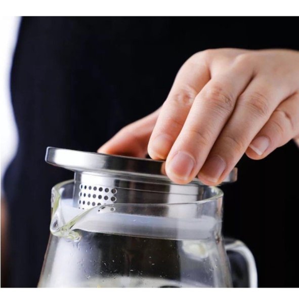 Глечик Ardesto з кришкою, 1200 мл, боросилікатне скло, нержавіюча сталь