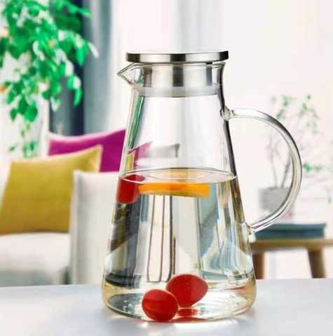 Глечик Ardesto з кришкою, 1800 мл, боросилікатне скло, нержавіюча сталь