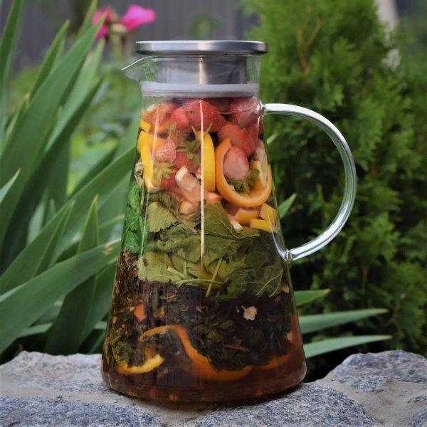 Глечик Ardesto з кришкою, 1800 мл, боросилікатне скло, нержавіюча сталь