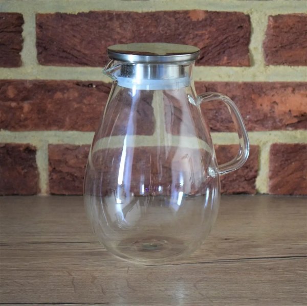 Глечик Ardesto з кришкою, 1800 мл, боросилікатне скло, нержавіюча сталь