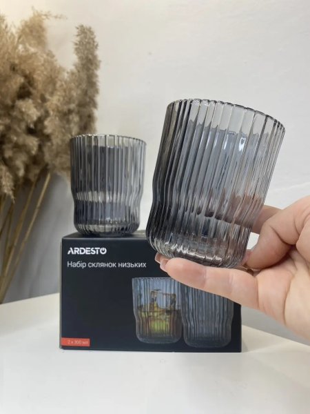 Набір склянок низьких Ardesto Graphite 200 мл, 2 шт., скло