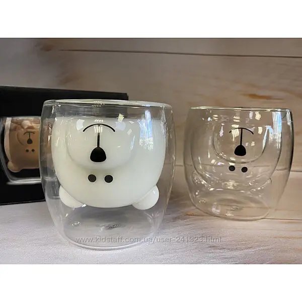 Набір чашок Ardesto Animals з подвійними стінками, 250 мл, 2 од., боросилікатне скло