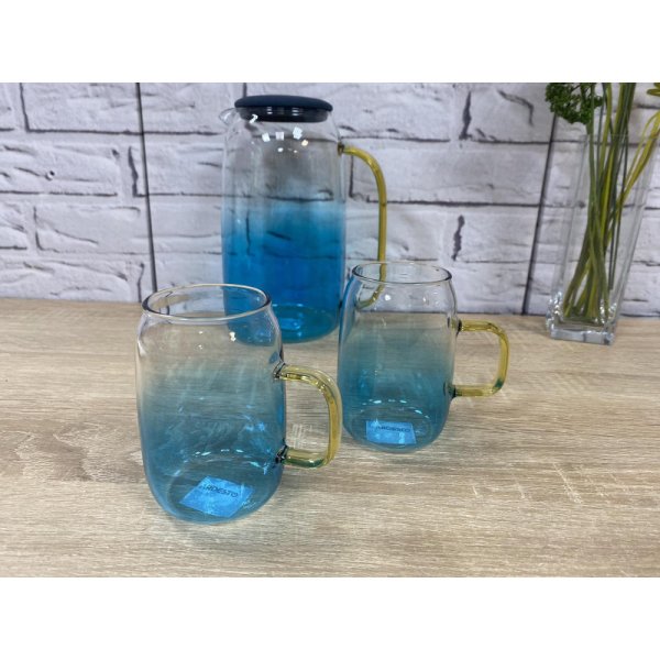 Набір чашок з ручками Ardesto Blue Atlantic, 300 мл, 2 од., боросилікатне скло