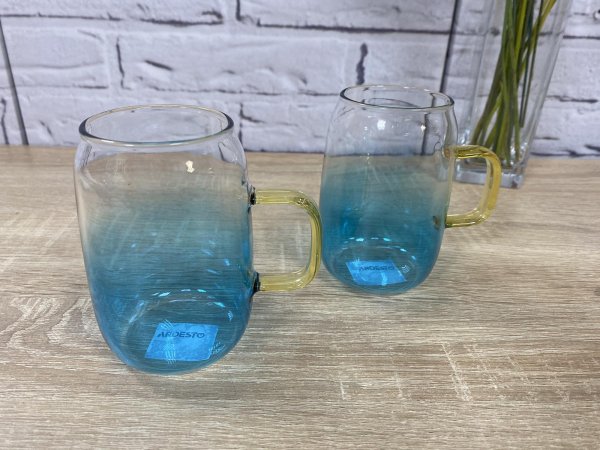 Набір чашок з ручками Ardesto Blue Atlantic, 300 мл, 2 од., боросилікатне скло