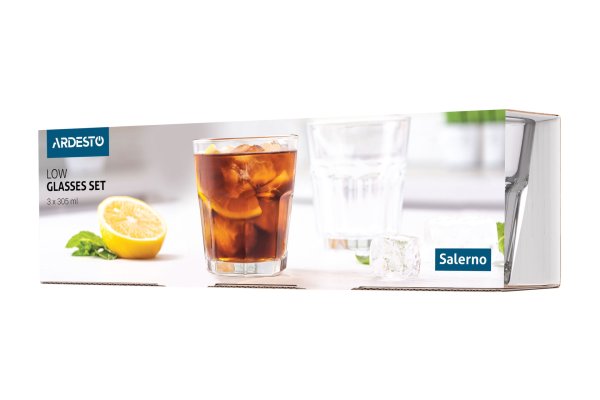 Набір склянок низьких Ardesto Salerno 305 мл, 3 шт., скло